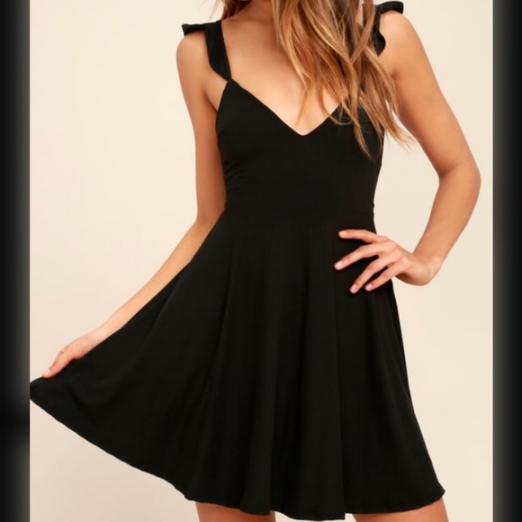 ruffle open back skater dress